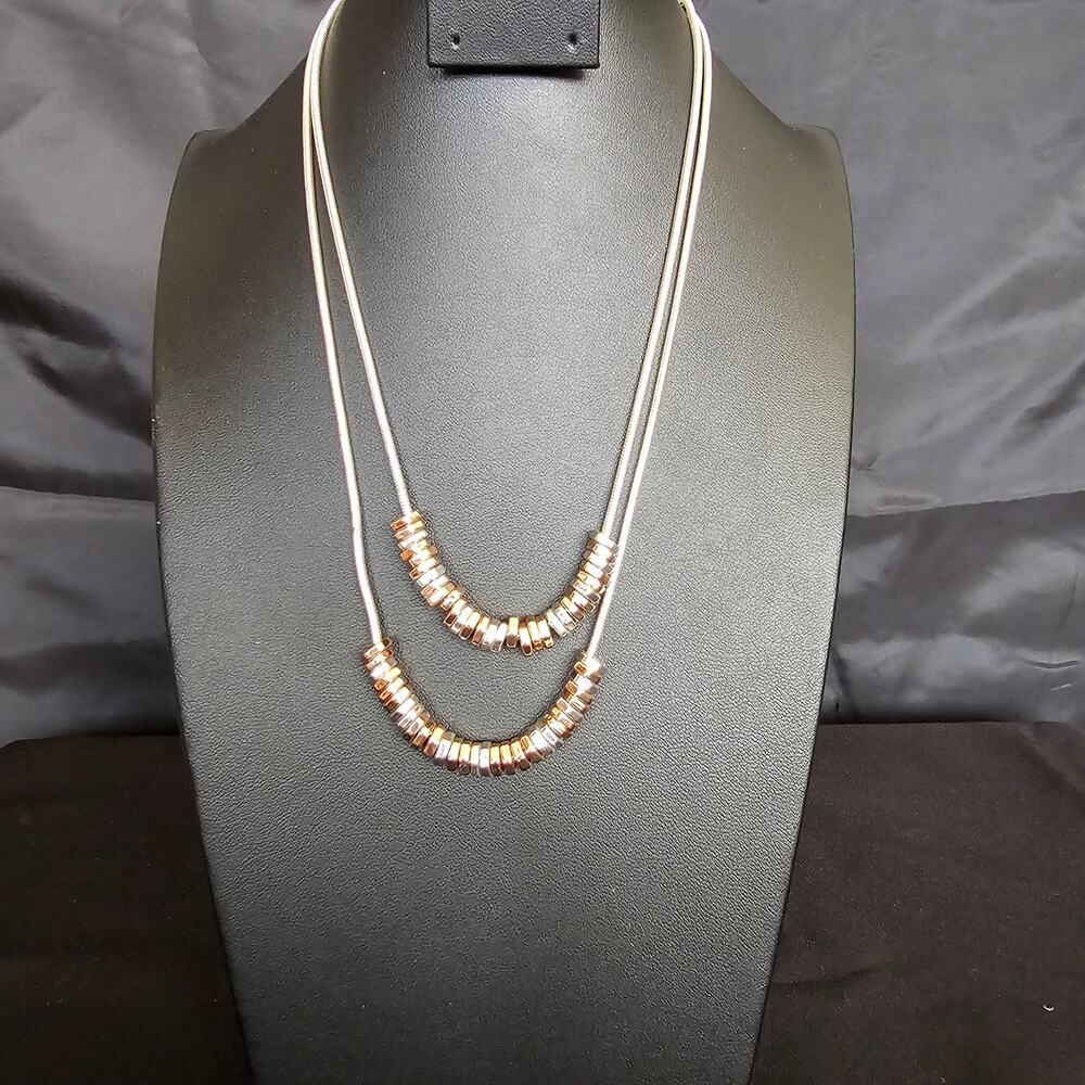 Kenneth Cole Two-Tone Double Strand Snake Chain Necklace | Modern Minimalist